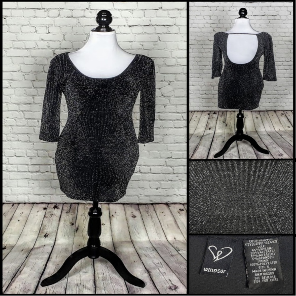 Windsor - Black Glitter Geometric Cocktail Dress 💘